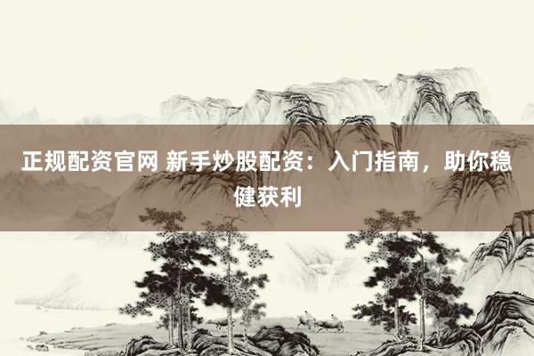 正规配资官网 新手炒股配资：入门指南，助你稳健获利