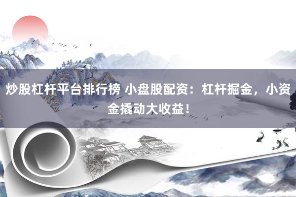 炒股杠杆平台排行榜 小盘股配资：杠杆掘金，小资金撬动大收益！