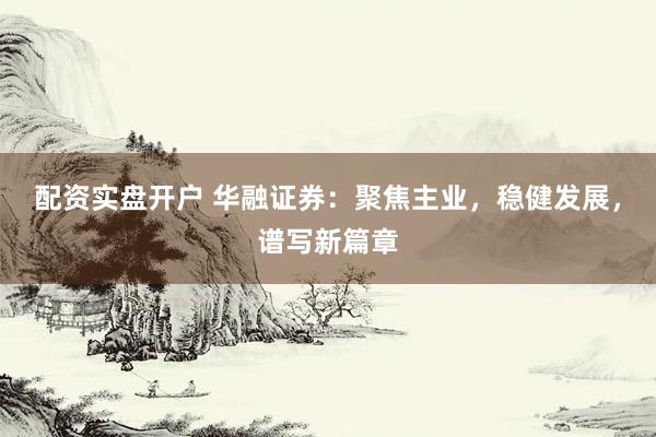 配资实盘开户 华融证券：聚焦主业，稳健发展，谱写新篇章