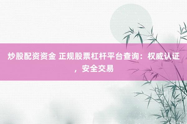 炒股配资资金 正规股票杠杆平台查询:权威认证,安全交易