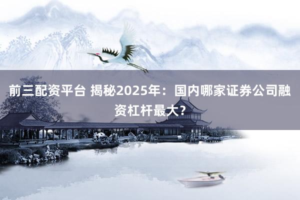 前三配资平台 揭秘2025年：国内哪家证券公司融资杠杆最大？