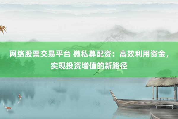 网络股票交易平台 微私募配资：高效利用资金，实现投资增值的新路径