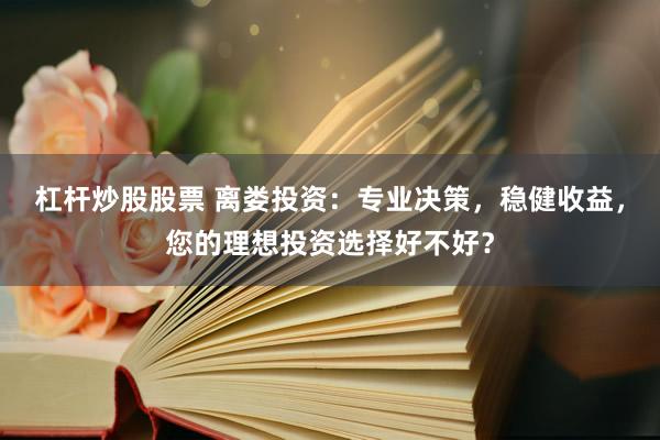 杠杆炒股股票 离娄投资：专业决策，稳健收益，您的理想投资选择好不好？