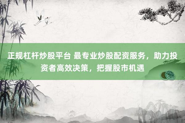 正规杠杆炒股平台 最专业炒股配资服务，助力投资者高效决策，把握股市机遇