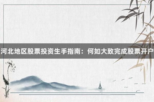 河北地区股票投资生手指南：何如大致完成股票开户