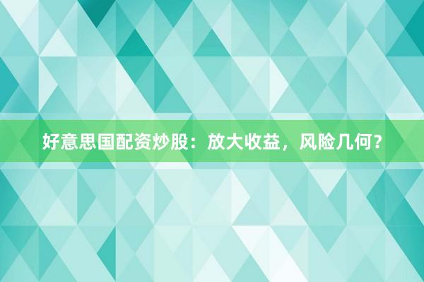 好意思国配资炒股：放大收益，风险几何？