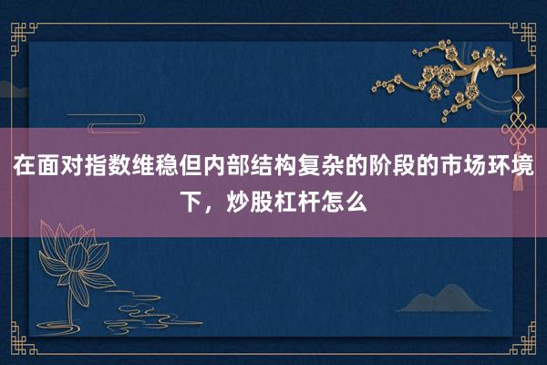 在面对指数维稳但内部结构复杂的阶段的市场环境下，炒股杠杆怎么