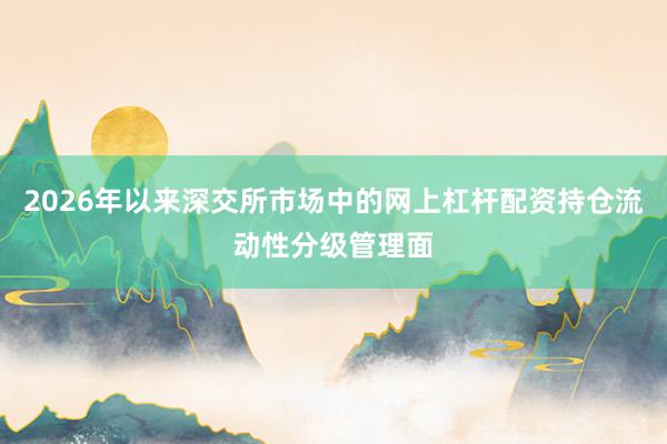 2026年以来深交所市场中的网上杠杆配资持仓流动性分级管理面