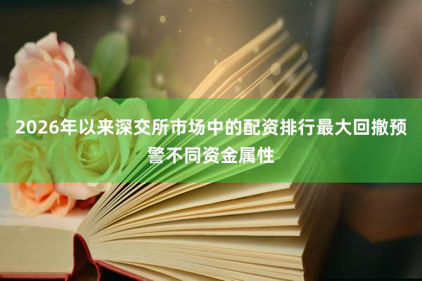 2026年以来深交所市场中的配资排行最大回撤预警不同资金属性