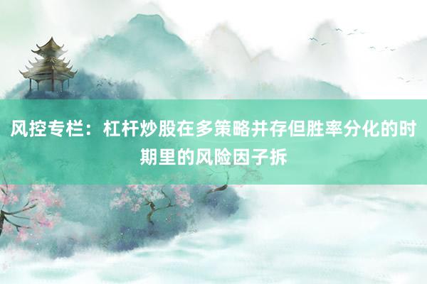 风控专栏：杠杆炒股在多策略并存但胜率分化的时期里的风险因子拆