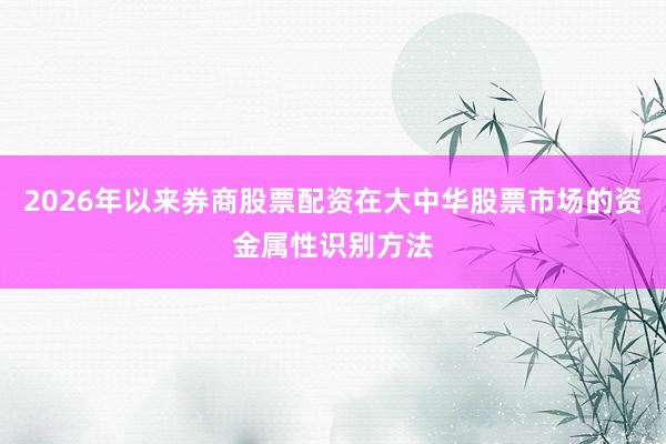 2026年以来券商股票配资在大中华股票市场的资金属性识别方法
