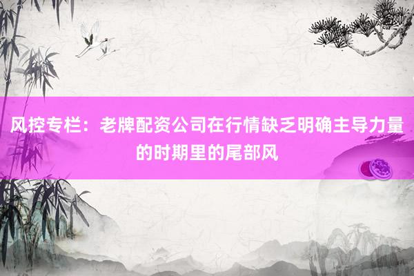 风控专栏：老牌配资公司在行情缺乏明确主导力量的时期里的尾部风
