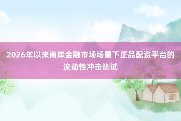 2026年以来离岸金融市场场景下正品配资平台的流动性冲击测试