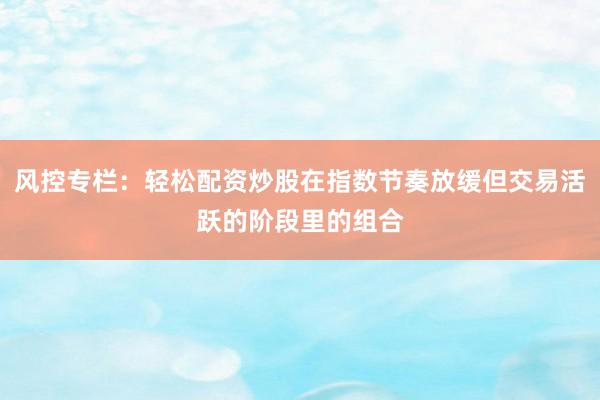 风控专栏：轻松配资炒股在指数节奏放缓但交易活跃的阶段里的组合