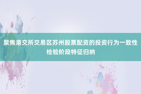 聚焦港交所交易区苏州股票配资的投资行为一致性检验阶段特征归纳