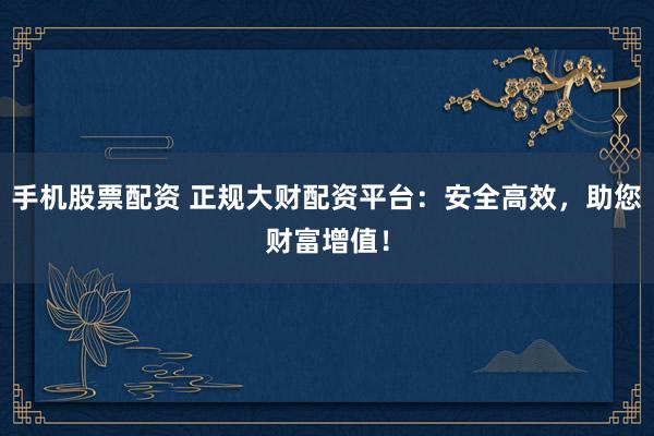 手机股票配资 正规大财配资平台：安全高效，助您财富增值！