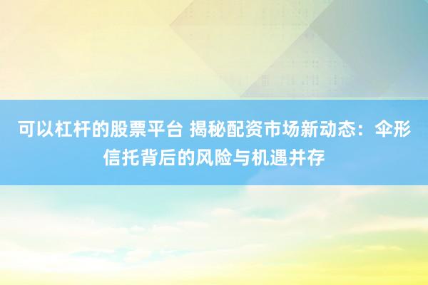 可以杠杆的股票平台 揭秘配资市场新动态：伞形信托背后的风险与机遇并存