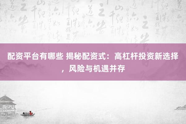 配资平台有哪些 揭秘配资式：高杠杆投资新选择，风险与机遇并存