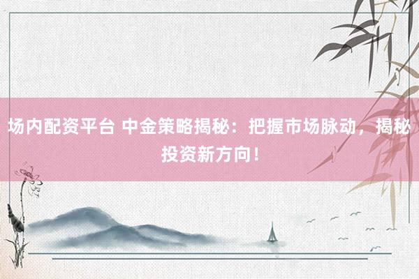 场内配资平台 中金策略揭秘：把握市场脉动，揭秘投资新方向！